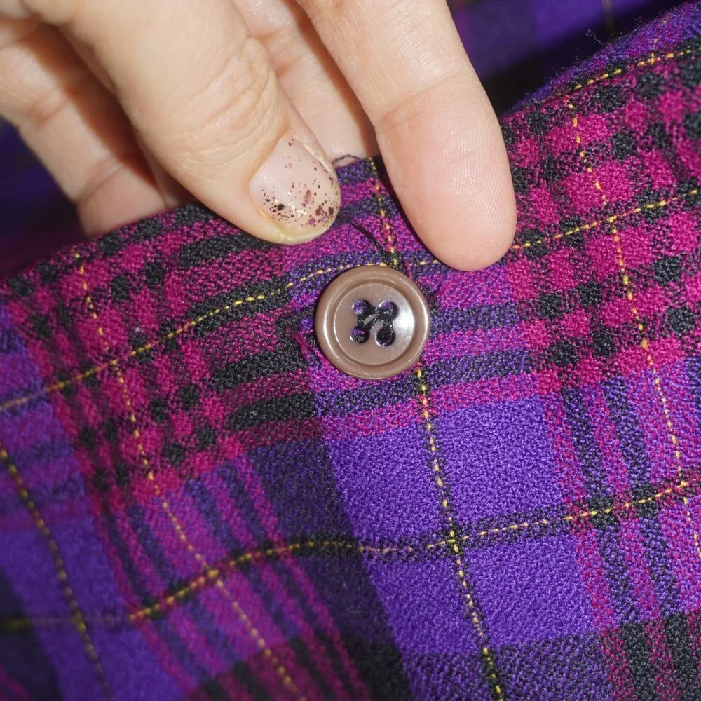 Vintage 70s Oversized Plaid Boyfriend Shacket - Picture 4 of 7
